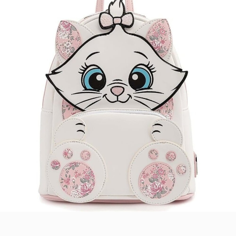 Loungefly Disney Marie Floral Footsy Womens Double Strap Mini Backpack